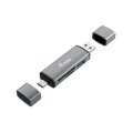 Equip Kartenleser mit USB 3.0-Hub - OTG - MicroSD (TransFlash) - MicroSDHC - SD - SDHC - Grau - CE & RoHS - USB 3.2 Gen 1 (3.1 Gen 1) Type-A/Type-C - 202 mm - 12 mm