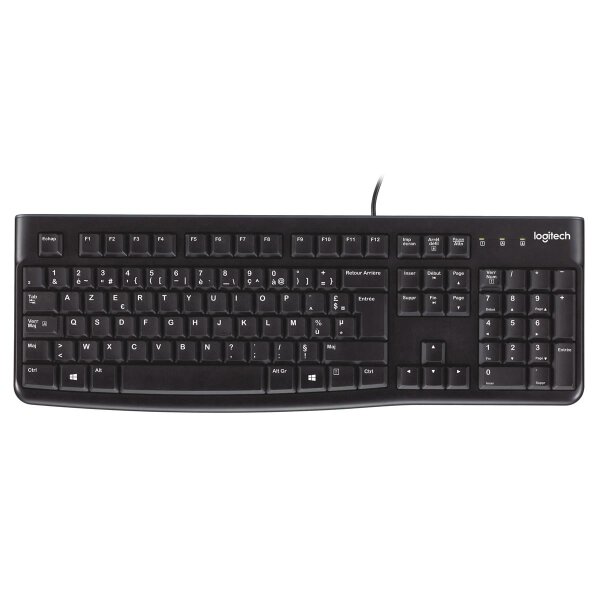 Logitech K120 Corded Keyboard - Volle Größe (100%) - Kabelgebunden - USB - AZERTY - Schwarz