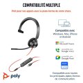 Poly Blackwire 3315 Monoaurales USB-C-Headset + 3,5-mm-Stecker + USB-C/A-Adapter - Kabelgebunden - Büro/Callcenter - 103 g - Kopfhörer - Schwarz