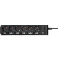 Brennenstuhl 1153110116 - 2 m - Drinnen - IP20 - Schwarz - 6 AC-Ausgänge - 16 A