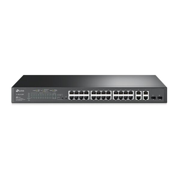 TP-LINK Smart PoE Switch T1500-28PCT - Switch - 24 x 10/100 (PoE) + 2 x SFP + 4 x 10/100/1000