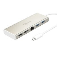 j5create JCD381-N USB Type-C™ Dual HDMI Mini Dock-Ethernet/ USB 3.1 HUB / PD2.0 - USB 3.2 Gen 1 (3.1 Gen 1) Type-C - HDMI - PS/2 - USB 3.2 Gen 1 (3.1 Gen 1) Type-A - 5000 Mbit/s - 3840 x 2160 Pixel - Beige - Weiß - Aluminium