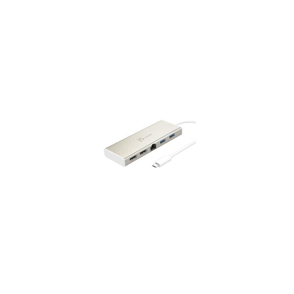 j5create JCD381-N USB Type-C™ Dual HDMI Mini Dock-Ethernet/ USB 3.1 HUB / PD2.0 - USB 3.2 Gen 1 (3.1 Gen 1) Type-C - HDMI - PS/2 - USB 3.2 Gen 1 (3.1 Gen 1) Type-A - 5000 Mbit/s - 3840 x 2160 Pixel - Beige - Weiß - Aluminium