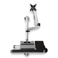 StarTech.com Computerarbeitsplatz zur Wandmontage - Gelenk-Stehpult mit ergonomischem - höhenverstellbarem Monitorarm und gepolstertem Tastaturfach - 34 "VESA-Display - Verstellbarer Wand-Sitzständer - Silber - 76,2 cm (30") - 9 kg - Wand - 33 cm (13") -