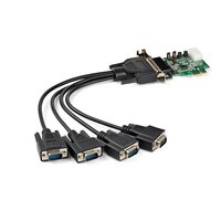 StarTech.com 4 Port Serielle PCI Express RS232 Adapter Karte - PCIe Serielle Host Controller Karte - PCIe zu Seriell DB9 - 16950 UART - Niedrig Profil Erweiterungskarte - Windows & Linux - PCIe - Seriell - PCIe 1.1 - Grün - 214358 h - CE - FCC