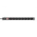 DIGITUS Steckdosenleiste mit Aluminiumprofil und Schalter, 8-fach CEE 7/5, 2 m Zuleitung Schutzkontaktstecker
