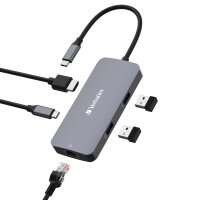 Verbatim CMH-05 - USB Typ-C - HDMI - RJ-45 - USB 3.2 Gen 1 (3.1 Gen 1) Type-C - USB Typ-C - 5000 Mbit/s - 60 Hz - Silber - Acrylnitril-Butadien-Styrol (ABS) - Aluminium