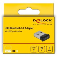 Delock USB Bluetooth 5.0 Adapter im Micro Design - Kabellos - USB - Bluetooth - 3 Mbit/s - Schwarz - Silber