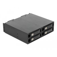 Delock 5.25? Wechselrahmen für 4 x 2.5? U.2 NVMe SSD mit abschließbaren Trays - 13,3 cm (5.25") - Speicherlaufwerkbehälter - Schwarz - NVMe - 2.5" - Aluminium