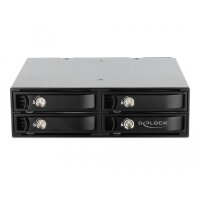 Delock 5.25? Wechselrahmen für 4 x 2.5? U.2 NVMe SSD mit abschließbaren Trays - 13,3 cm (5.25") - Speicherlaufwerkbehälter - Schwarz - NVMe - 2.5" - Aluminium