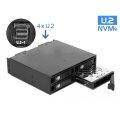 Delock 5.25? Wechselrahmen für 4 x 2.5? U.2 NVMe SSD mit abschließbaren Trays - 13,3 cm (5.25") - Speicherlaufwerkbehälter - Schwarz - NVMe - 2.5" - Aluminium