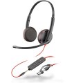 Poly Blackwire 3225 USB-C Stereo-Headset + 3.5-mm-Stecker + USB-C/A-Adapter - Kabelgebunden - Büro/Callcenter - 200 - 6800 Hz - 119 g - Kopfhörer - Schwarz