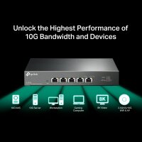 TP-LINK 5-Port 10G Desktop Switch, Unmanaged, 10G Ethernet (100/1000/10000), Wandmontage