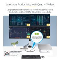 StarTech.com Thunderbolt 4 Dockingstation, Multi Monitor Dock für 4 Monitore, 2x HDMI/2x D