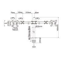 Equip 650152 13"-27" Bewegliche Dual Monitor/LCD-Tischhalterung - Klemme - 16 kg - 33 cm (13") - 68,6 cm (27") - 100 x 100 mm - Schwarz