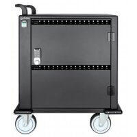 IC Intracom 32-Port Ladeschrank auf Rollen 576 W - 32 USB-C PD-Ports - geräumige Fächer für Handys und Tablets - 576 W gesamt - bis zu 3 A/18 W pro Port - Tür mit PIN-Code abschließbar - Überspannungsschutz - leiser Lüfter - Metallgehäuse - schwarz - Wage