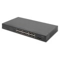 DIGITUS 24-Port Gigabit Netzwerkswitch, 19 Zoll, unmanaged, 2 Uplink Ports, SFP