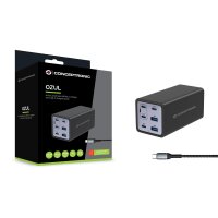 Conceptronic 6-Port 200W GaN USB-PD 3.1-Ladegerät mit USB-C-Ladekabel, USB-C x 4, USB-A x 2, QC 3.0, PD 3.1, Drinnen, AC, 55 V, Schwarz