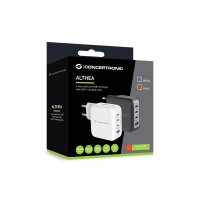 Conceptronic 4-Port 100W GaN USB-PD-Ladegerät mit USB-C-Ladekabel USB-C x 3 US...