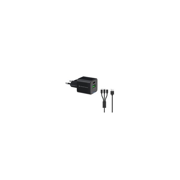 Conceptronic Ladegerät 2Port 33W 1xUSB-C 1xUSB-a+3-in-1 sw