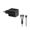 Conceptronic Ladegerät 2Port 33W 1xUSB-C 1xUSB-a+3-in-1 sw