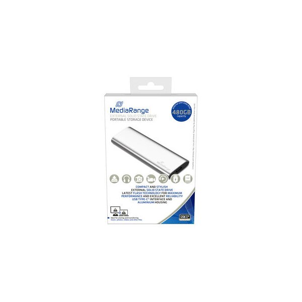 MEDIARANGE MR1102 - 480 GB - M.2 - USB Typ-C - 3.2 Gen 2 (3.1 Gen 2) - 450 MB/s - Silber