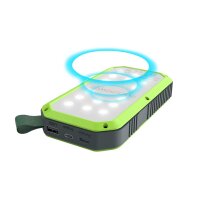 RealPower PB-10000 Solar - 10000 mAh - Lithium Polymer (LiPo) - Kabelloses Aufladen - Schwarz - Grün