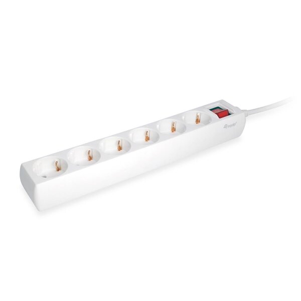 Equip 6fach Verteiler mit Schalter Mehrfachsteckdose Schuko - 1,5 m - Drinnen - Typ F - Type F (CEE 7/4) - 1,5 mm² - Kunststoff
