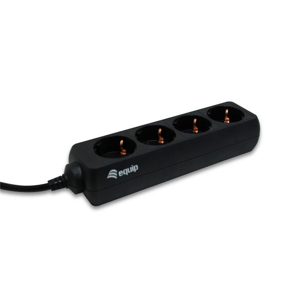 Equip 4-Anschluß Steckdosenleiste - 1,1 m - Typ F - Schwarz - 4 AC-Ausgänge - 100 - 240 V - 50 - 60 Hz