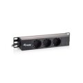 Equip 3-Fach Deutsche Steckdosenleiste - 10-Zoll - 1U - Kunststoff - Schwarz - 3 AC-Ausgänge - 1,5 m - 250 V
