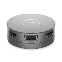 Dell USB-C Mobile Adapter – DA310, Kabelgebunden, USB 3.2 Gen 2 (3.1 Gen 2) Type-C, 10,100,1000 Mbit/s, Silber, 3840 x 2160 Pixel, 1920 x 1080 Pixel