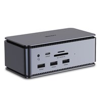 Lindy 43372, Andocken, USB4, 100 W, 3,5 mm, 1000 Mbit/s, Anthrazit