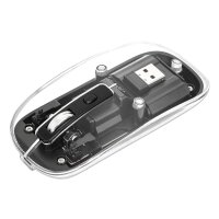 Manhattan 190268, Beidhändig, Optisch, RF Wireless, 1600 DPI, Schwarz, Transparent