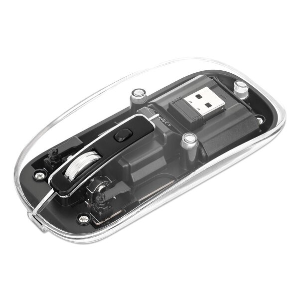 Manhattan Funkmaus USB-A RGB LED schwarz transparent - Maus - 1.600 dpi