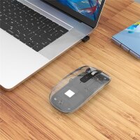 Manhattan Funkmaus USB-A RGB LED schwarz transparent - Maus - 1.600 dpi