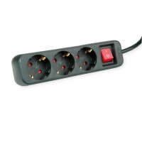 ROLINE 19.07.1070, 6 m, Drinnen, Kunststoff, Schwarz, 3 AC-Ausgänge, 250 V