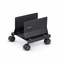 StarTech.com PC Ständer, CPU Ständer auf Rädern, Tragkraft 21kg, Einstellbarer PC Rollwagen/Computerständer, CPU Halterung für PC Tower, PC Gestell aus Stahl, Cart CPU-Halterung, Tower, 21 kg, Schwarz, Schraube, 4 Rad/Räder