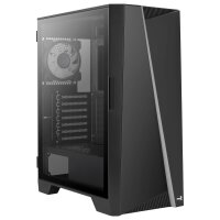 AEROCOOL ADVANCED TECHNOLOGIES Aerocool Mirage, Midi Tower, PC, Schwarz, ATX, micro ATX, Mini-ITX, ABS, SPCC, Gehärtetes Glas, Blau, Grün, Rot