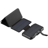 SANDBERG Solar 5-Panel Powerbank 10000, 10000 mAh, Programmable Power Supply (PPS), Kabelloses Aufladen, Schwarz