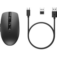 HP 710 Wiederaufladbare geräuschlose Maus - Beidhändig - RF Wireless + Bluetooth - 3000 DPI - Schwarz