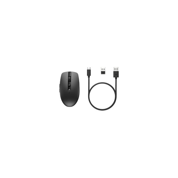 HP 710 Wiederaufladbare geräuschlose Maus - Beidhändig - RF Wireless + Bluetooth - 3000 DPI - Schwarz