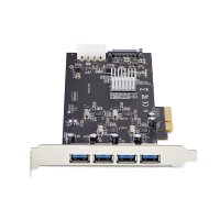 StarTech.com 4-Port USB PCIe Karte, USB 3.2 5Gbps, PCI Express 2.0 Karte mit 4 unabhängigen USB-Controllern, 4 USB 3.2 Typ-A Anschlüsse, PCIe 3.0/4.0, Windows/macOS/Linux, PCIe, USB 3.2 Gen 1 (3.1 Gen 1), Full-height / Low-profile, PCI 2.0, SATA 15-Pin, S