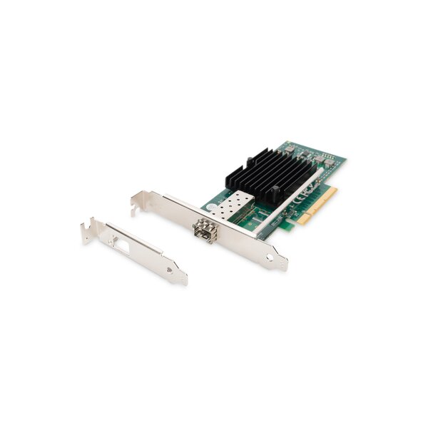 DIGITUS Single Port 10 Gigabit Ethernet Netzwerkkarte, SFP, PCI Express, Intel Chipsatz