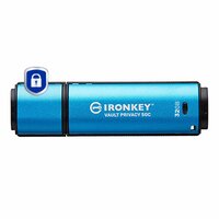 Kingston IronKey 32GB USB-C Vault Privacy 50C AES-256 verschlüsselter, FIPS 197, 32 GB, USB Typ-C, 3.2 Gen 1 (3.1 Gen 1), 250 MB/s, Kappe, Schwarz, Blau