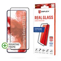 DISPLEX Full Cover Panzerglas (10H) für Samsung Galaxy S21 5G - Eco-Montagerahmen - volle Displayabdeckung - Tempered Glas - kratzer-resistente Schutzfolie - hüllenfreundlich - Samsung - Galaxy S21 - Trockene Anwendung - Schlagfest - Kratzresistent - Stau