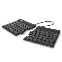 R-Go Tools Ergonomische Tastatur R-Go Split Break mit Pausensoftware, geteilte Tastatur, QWERTY (PT), kabellos, schwarz, Kabellos, Bluetooth, Scherenschalter, QWERTY, Schwarz