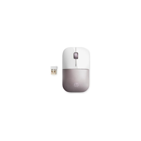HP Wireless-Maus Z3700 – weiß/pink - Beidhändig - RF Wireless - 1200 DPI - Pink - Weiß