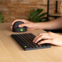 R-Go Tools Ergonomische Tastatur R-Go Compact Break, kompakte Tastatur mit Pausensoftware, QWERTZ (DE), Bluetooth, Schwarz, Mini, Kabellos, Bluetooth, Scherenschalter, QWERTZ, Schwarz