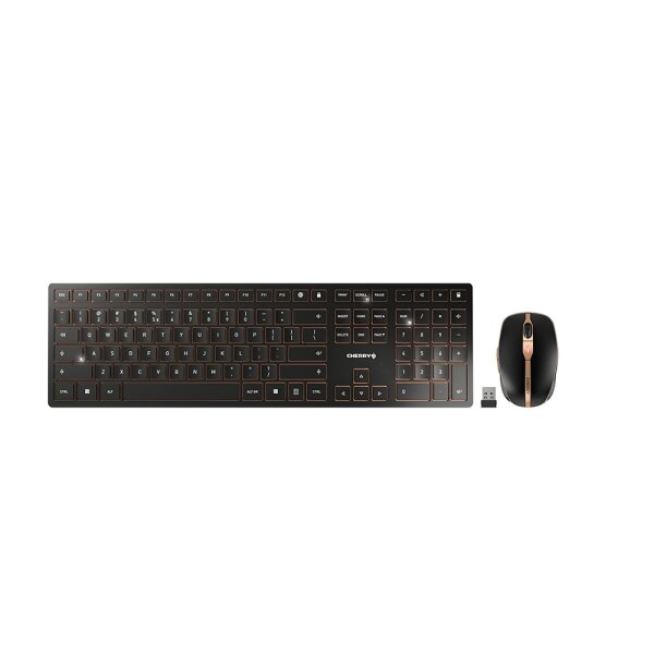 Cherry DW 9100 SLIM, Kabellos, RF Wireless + Bluetooth, QWERTY, Schwarz, Maus enthalten