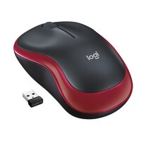 Logitech LGT-M185R, Beidhändig, Optisch, RF Wireless, 1000 DPI, Schwarz, Rot